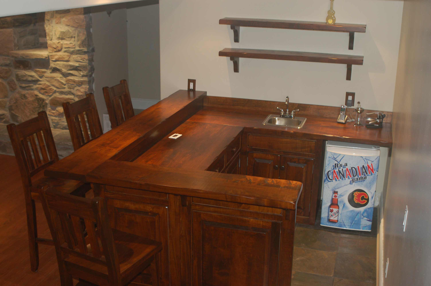 Wormy Maple Rustic Corner Bar Brices Furniture