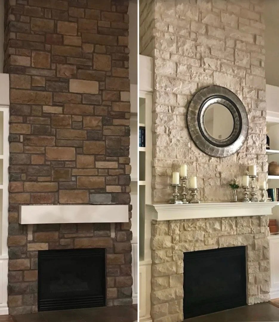 Before/After BrickAnew Fireplace Paint