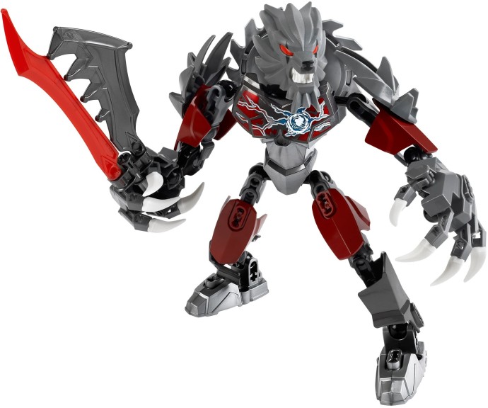 Bricker Part LEGO 13820pb01 Large Figure Head Modified Chima Wolf with Red Eyes and White