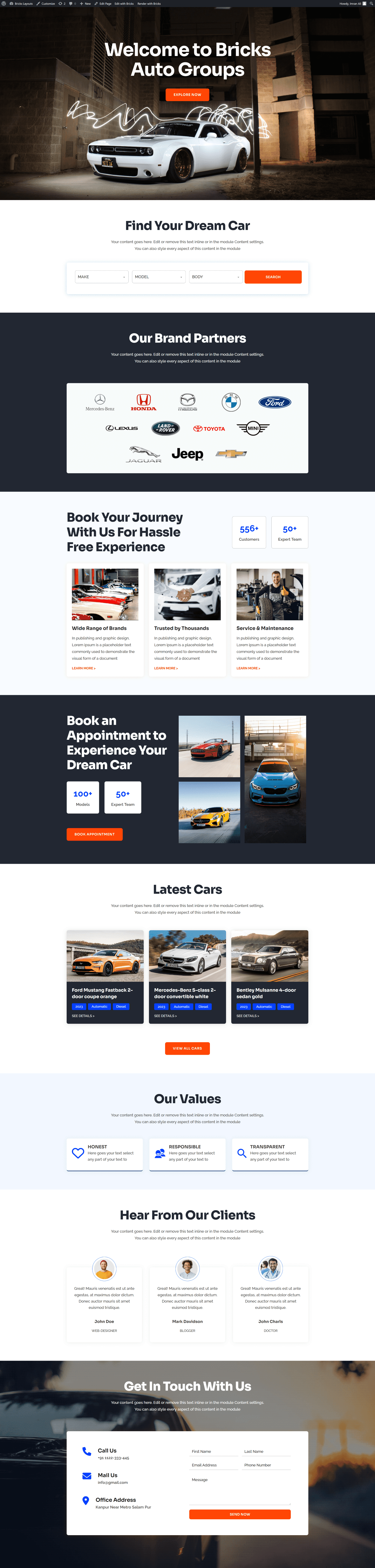 Bricks Car Dealer Layout Bricks Layouts, Child Themes and more...