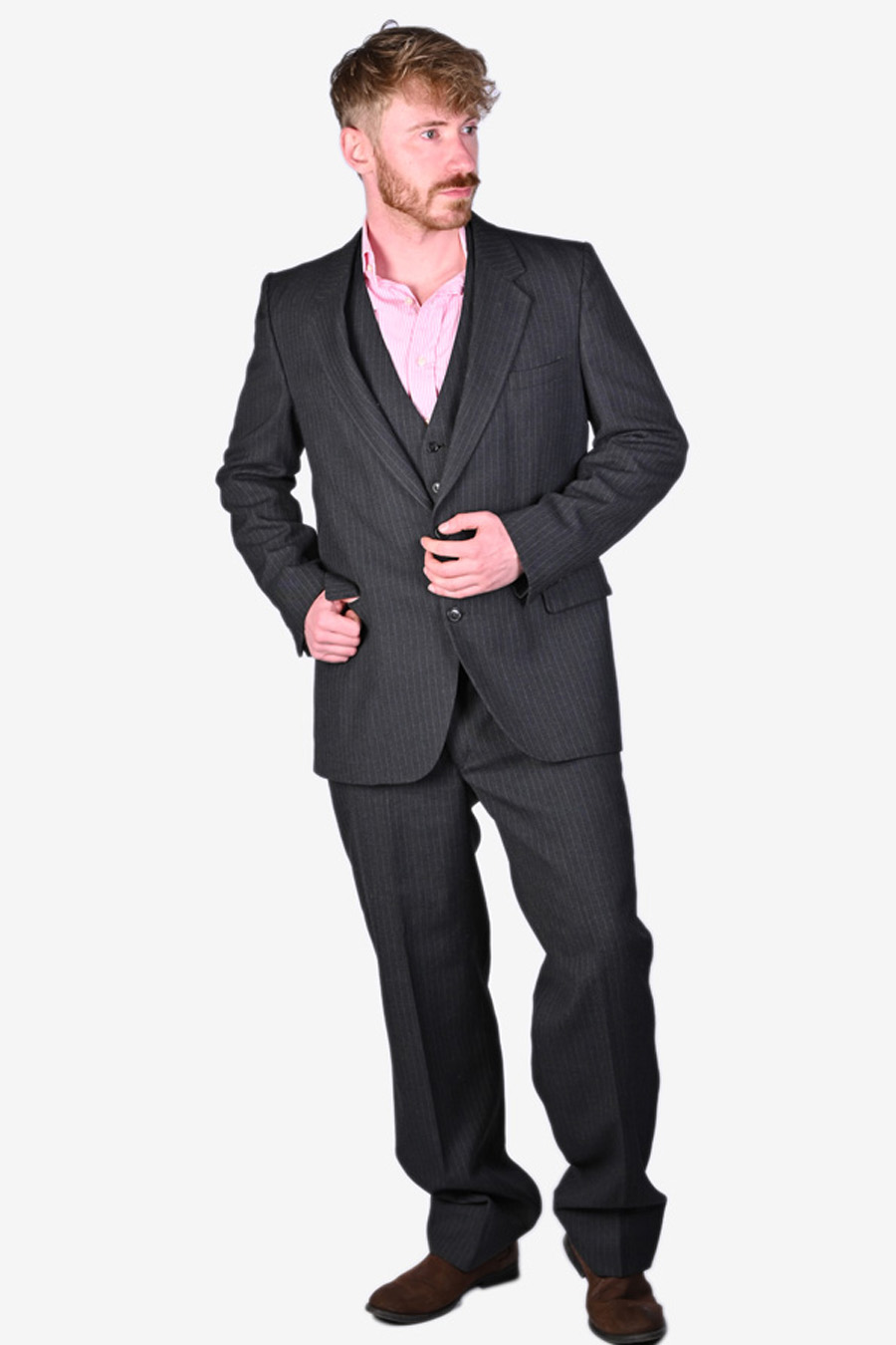 Vintage Hepworths Three Piece Suit Size 40 M Brick Vintage