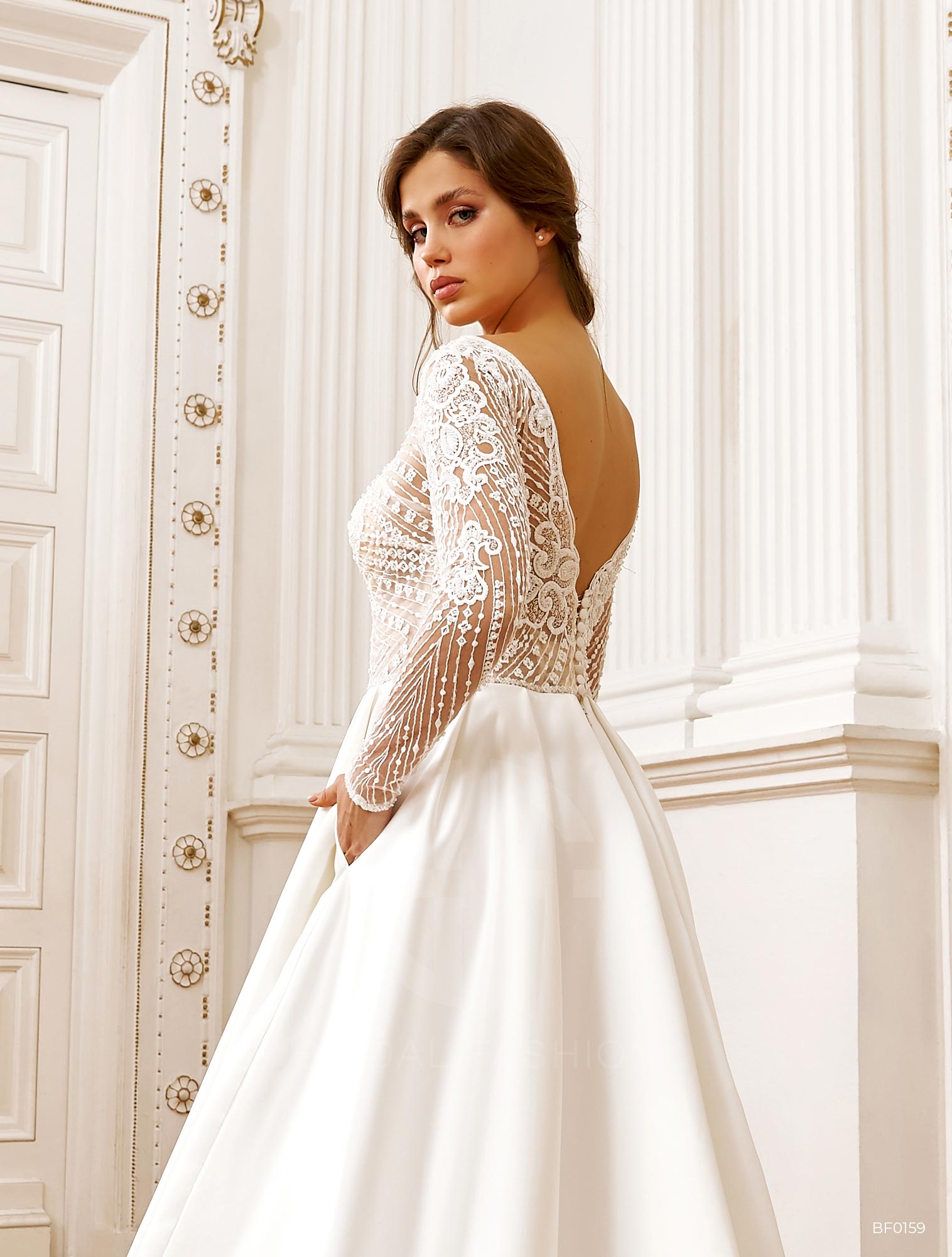 Sequined Lace Embroidered Wedding Dress BRIDAL FASHION ™ Luxurious