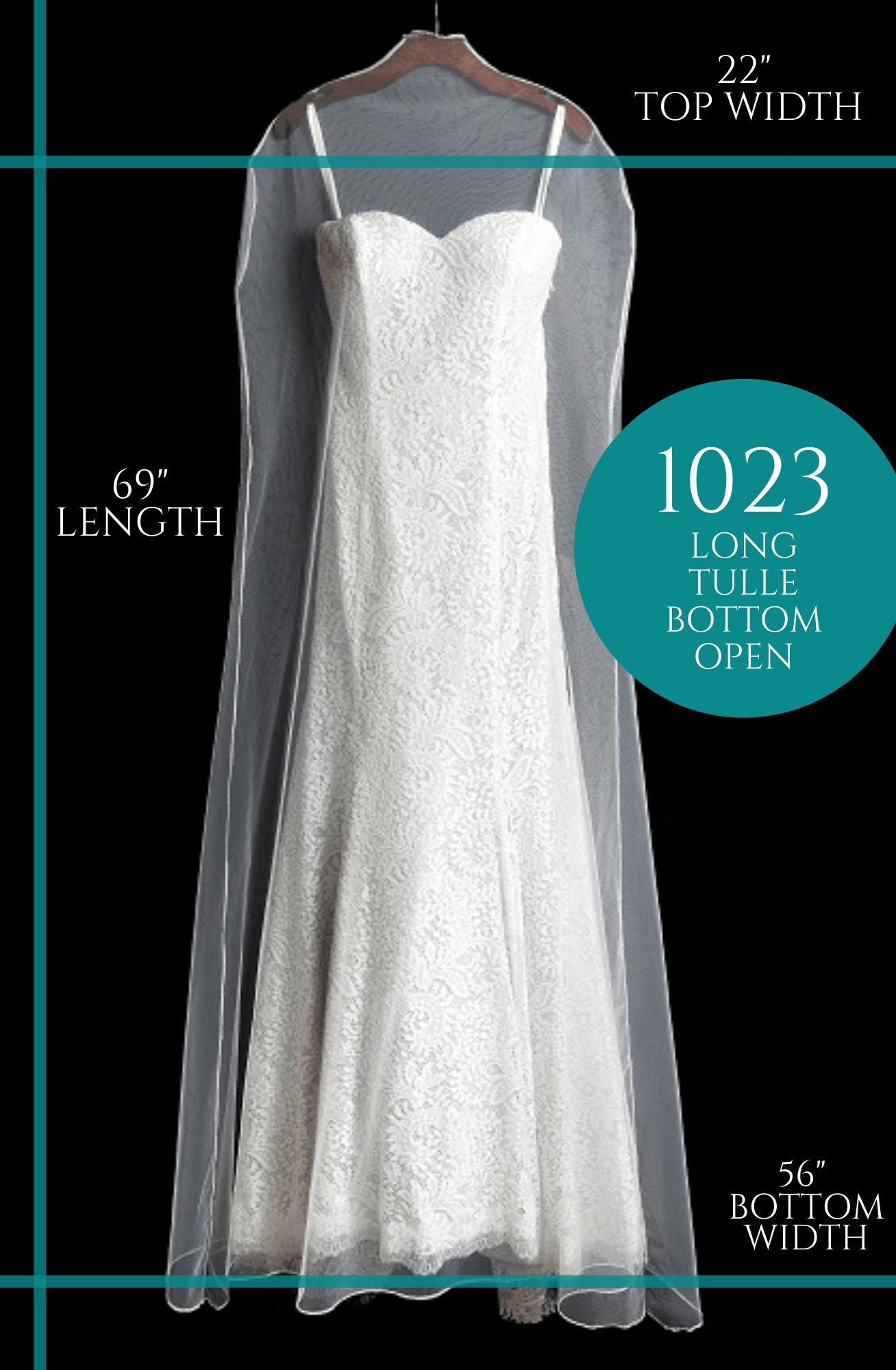Dress Covers Tulle Long, Bottom Open 1023 Bridal Provisions