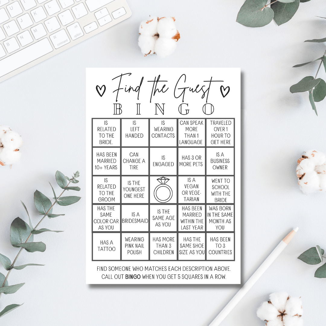 Find The Guest Bingo Game Printable Bridal Shower 101