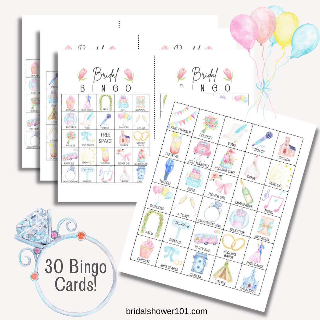 Bridal Shower Bingo Games With Free Printable Bridal Shower 101