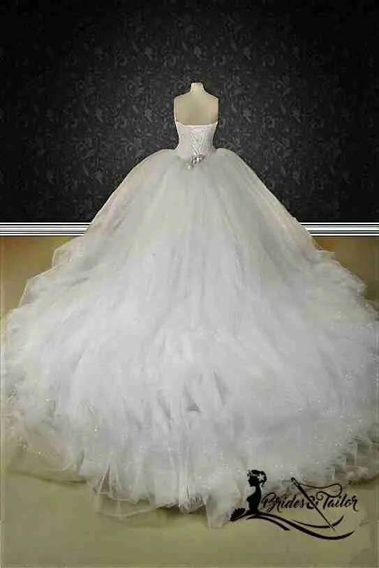 Custom Made Wedding Gown with Beadings at the bodice