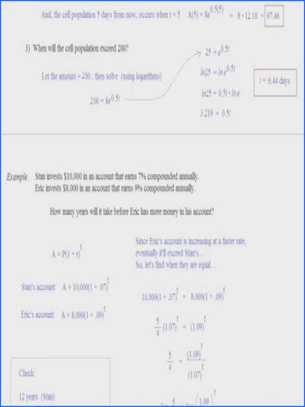 Exponential Growth and Decay Worksheet Answers