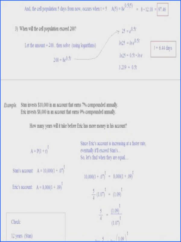 Exponential Growth and Decay Worksheet Answers Briefencounters