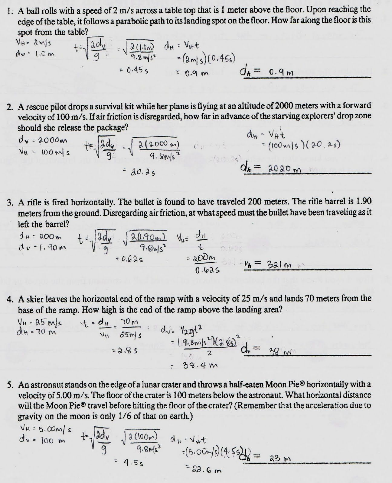 Friction and Gravity Worksheet Answers