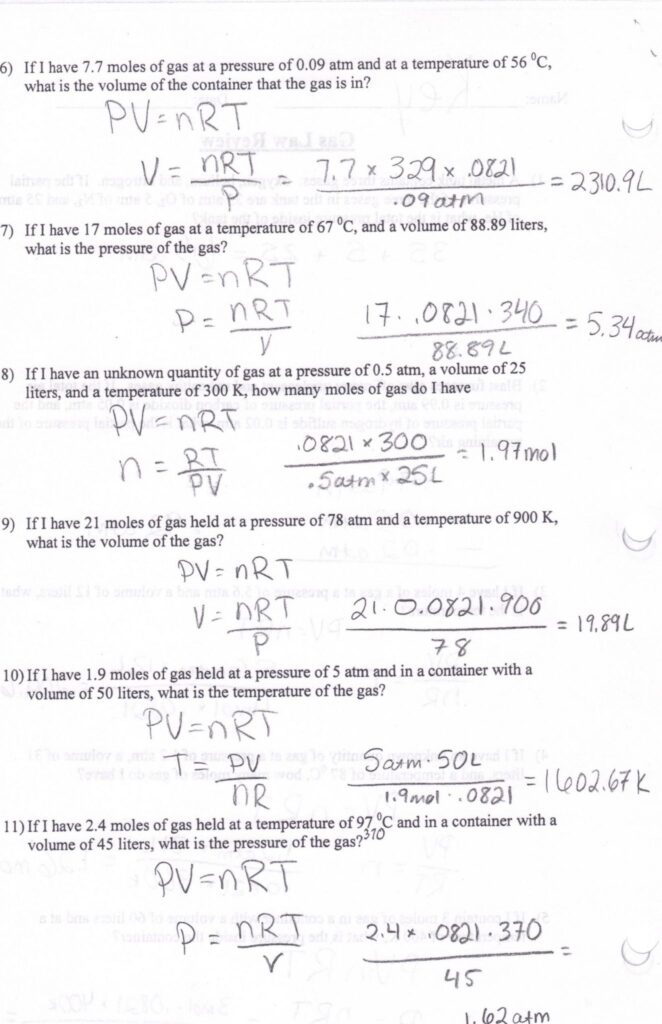 Gas Law Gizmo Sheet Answers Gas Stoichiometry Worksheet