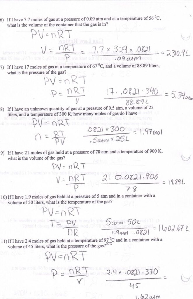 Ideal Gas Law Worksheet 1 Answers Quizlet.Com - Zac Sheet