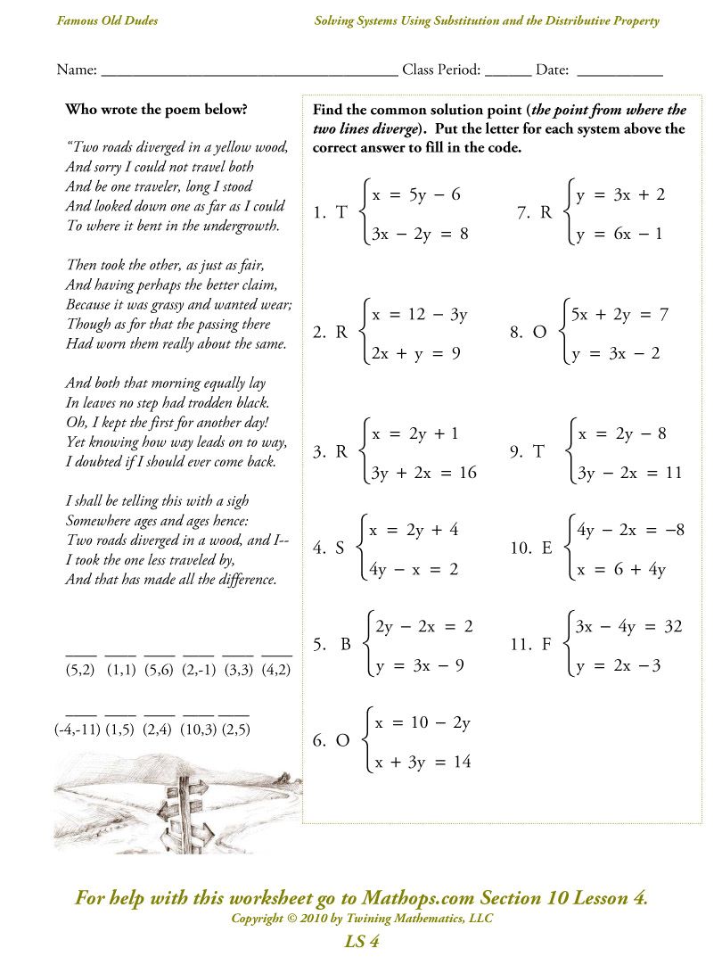 Solving Systems Of Linear Equations by Elimination Worksheet Answers