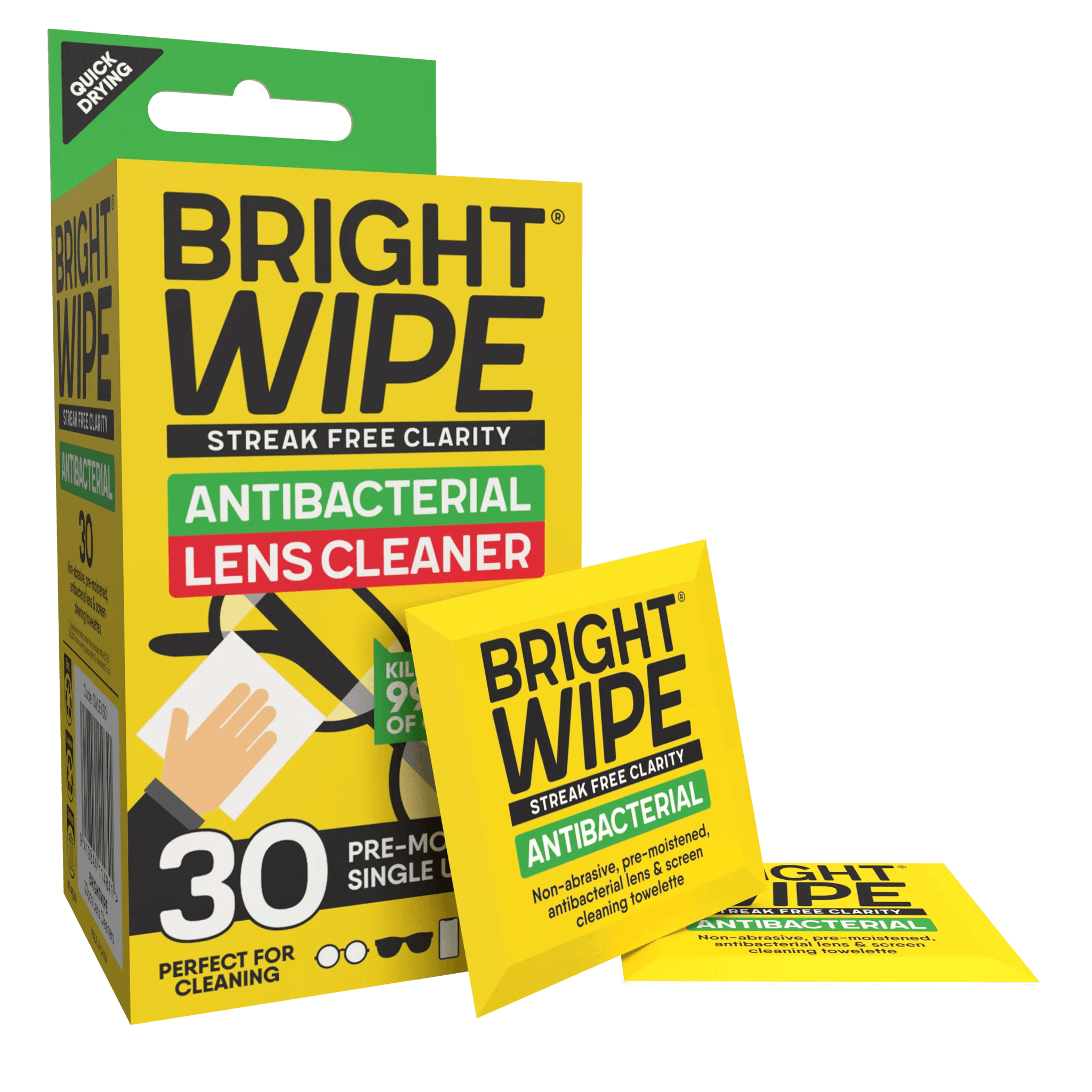 Lens Cleaner Wipes 30 Pack of SingleUse Wipes Brightwipe