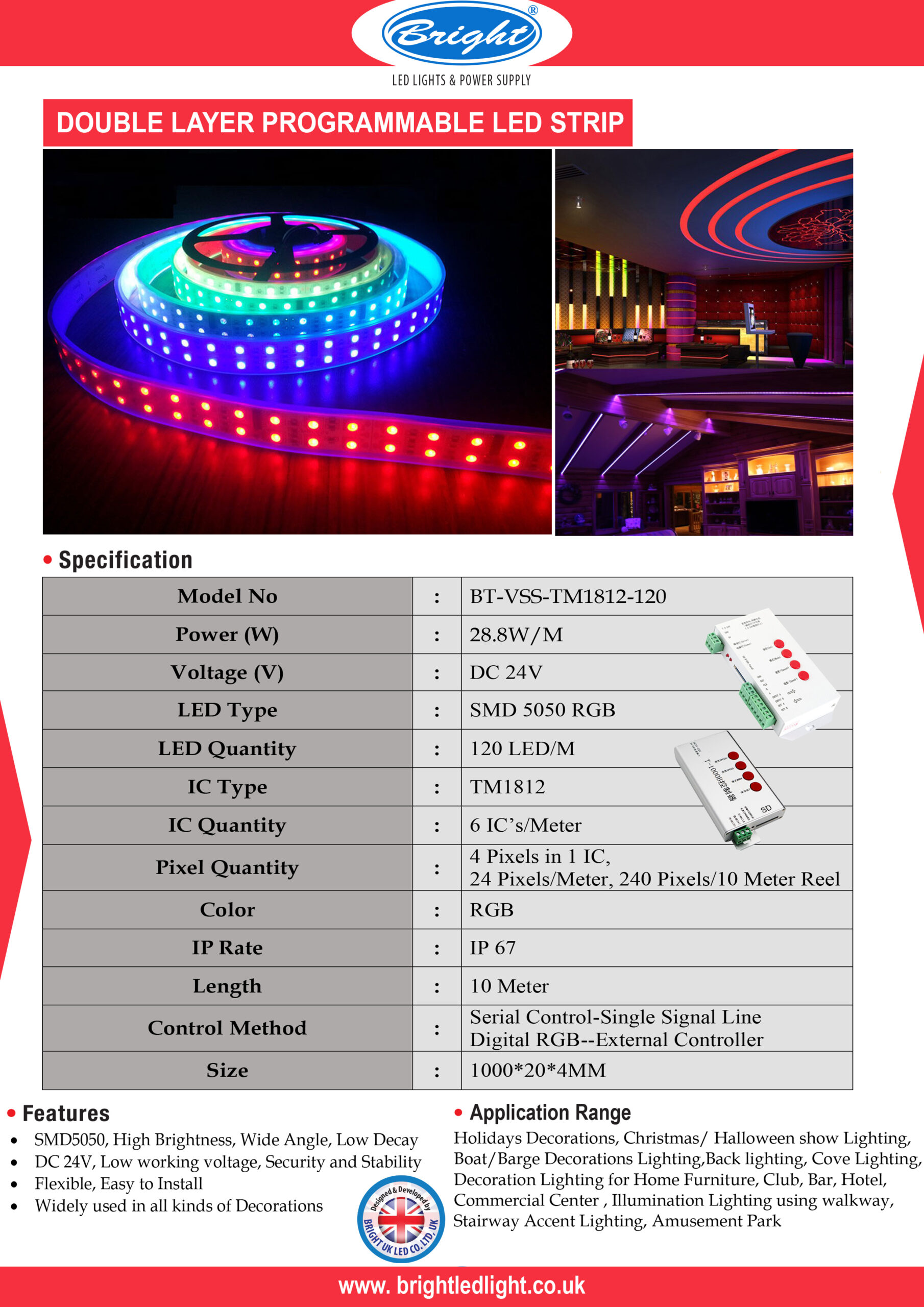 B602210DL Programmable LED strip Bright UK
