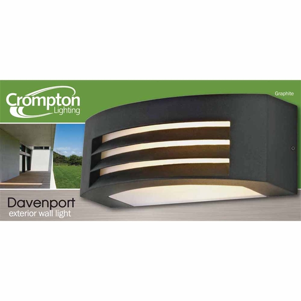 Davenport Rectangular Exterior Wall Light (EX5561G 26909) Crompton