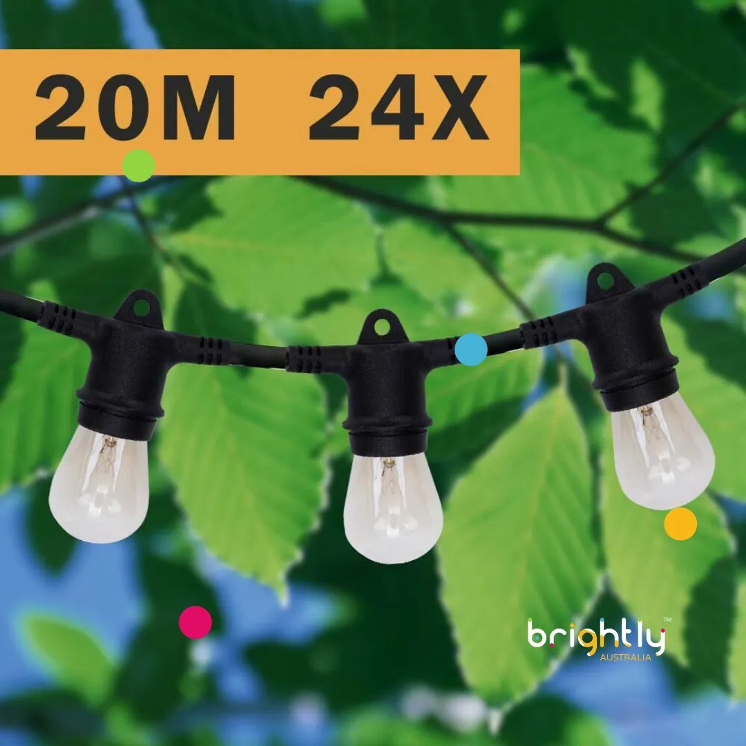 20 Metre Festoon Globe String Light Brightly Australia