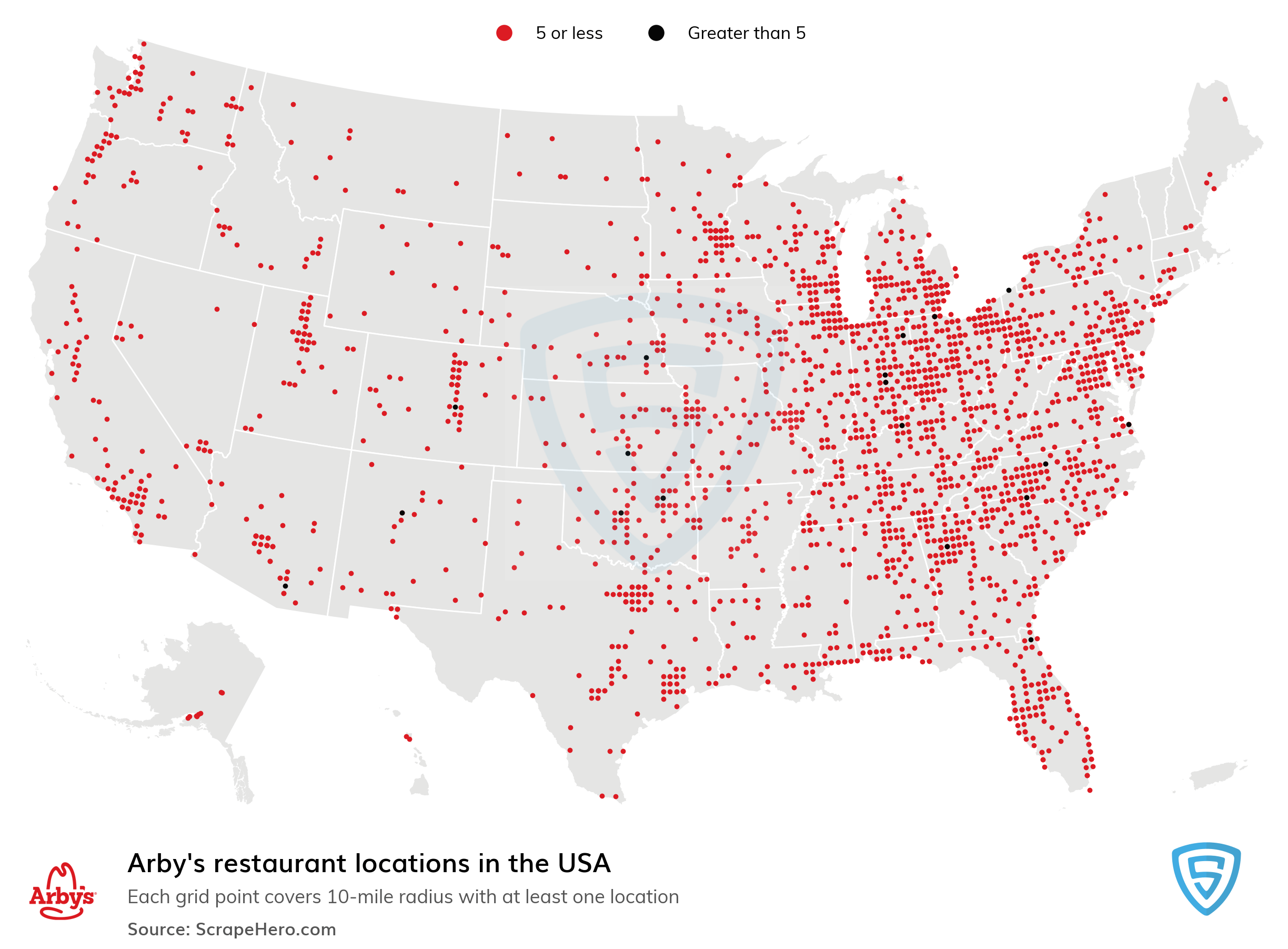 Map Of All 3413 Arbys Locations In The Us By State