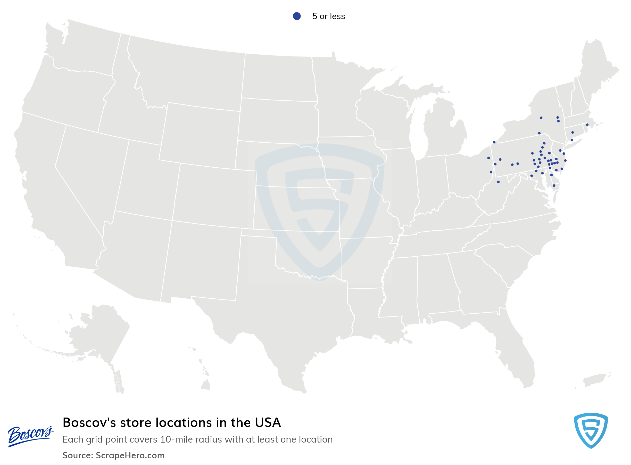 Map Of All 51 Boscov's Locations In The US By State