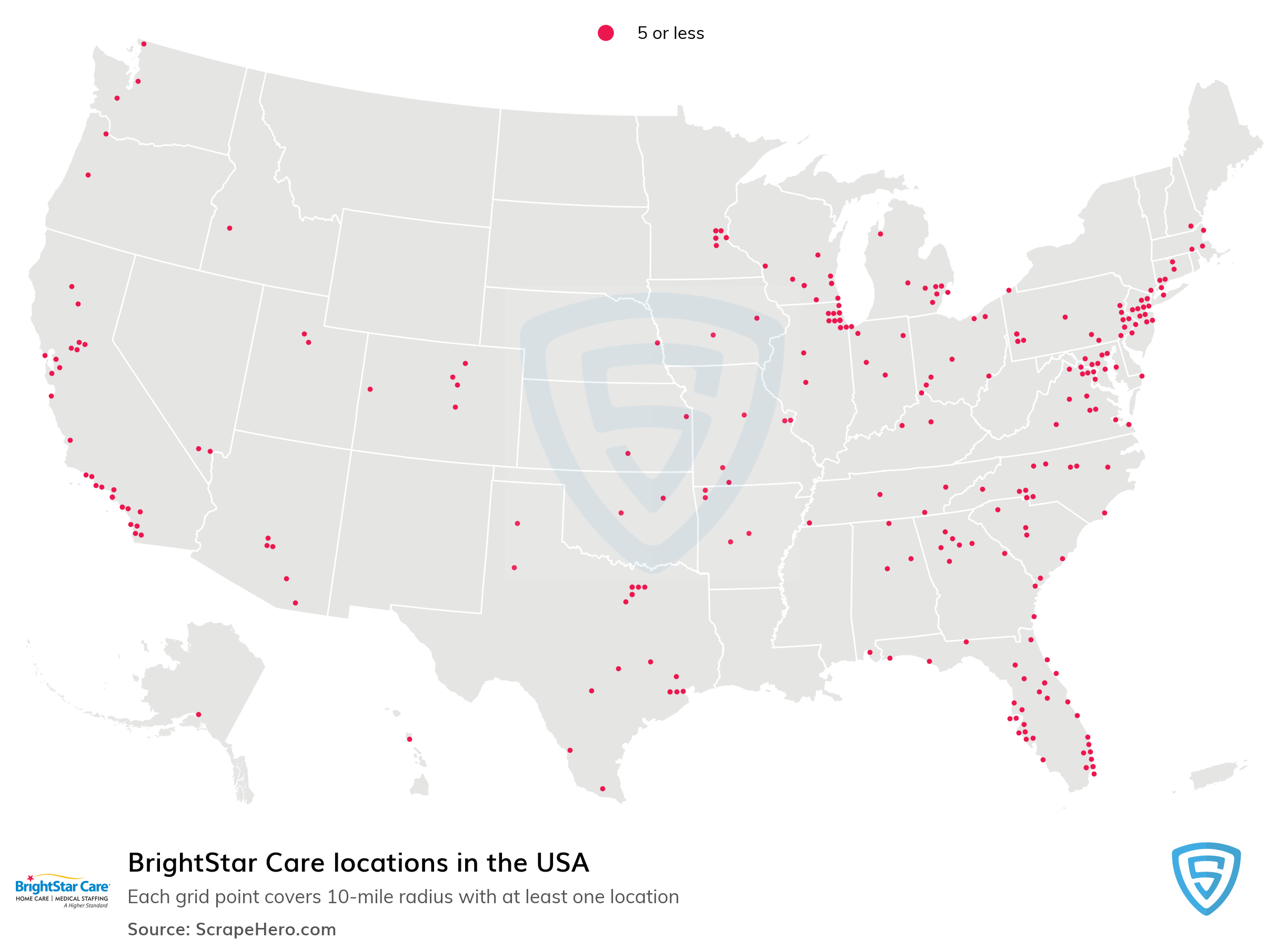 Map Of All 282 BrightStar Care Locations In The US By State