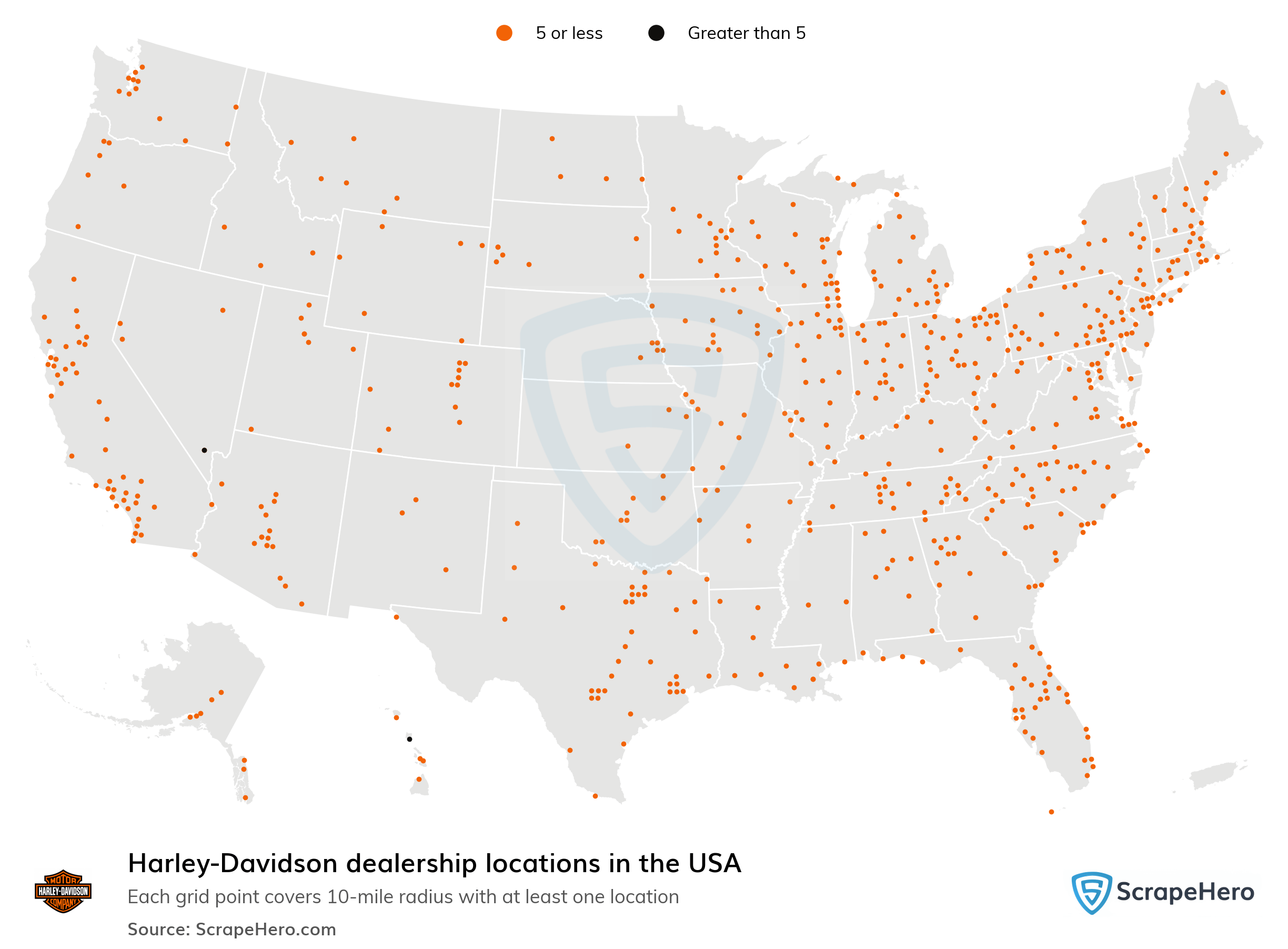 Map Of All 660 HarleyDavidson Locations In The US By State Brilliant