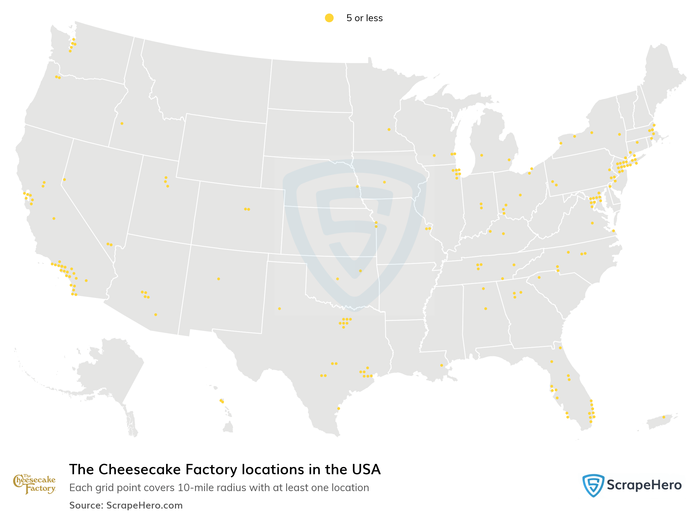 Map Of All 215 The Cheesecake Factory Locations In The US By State