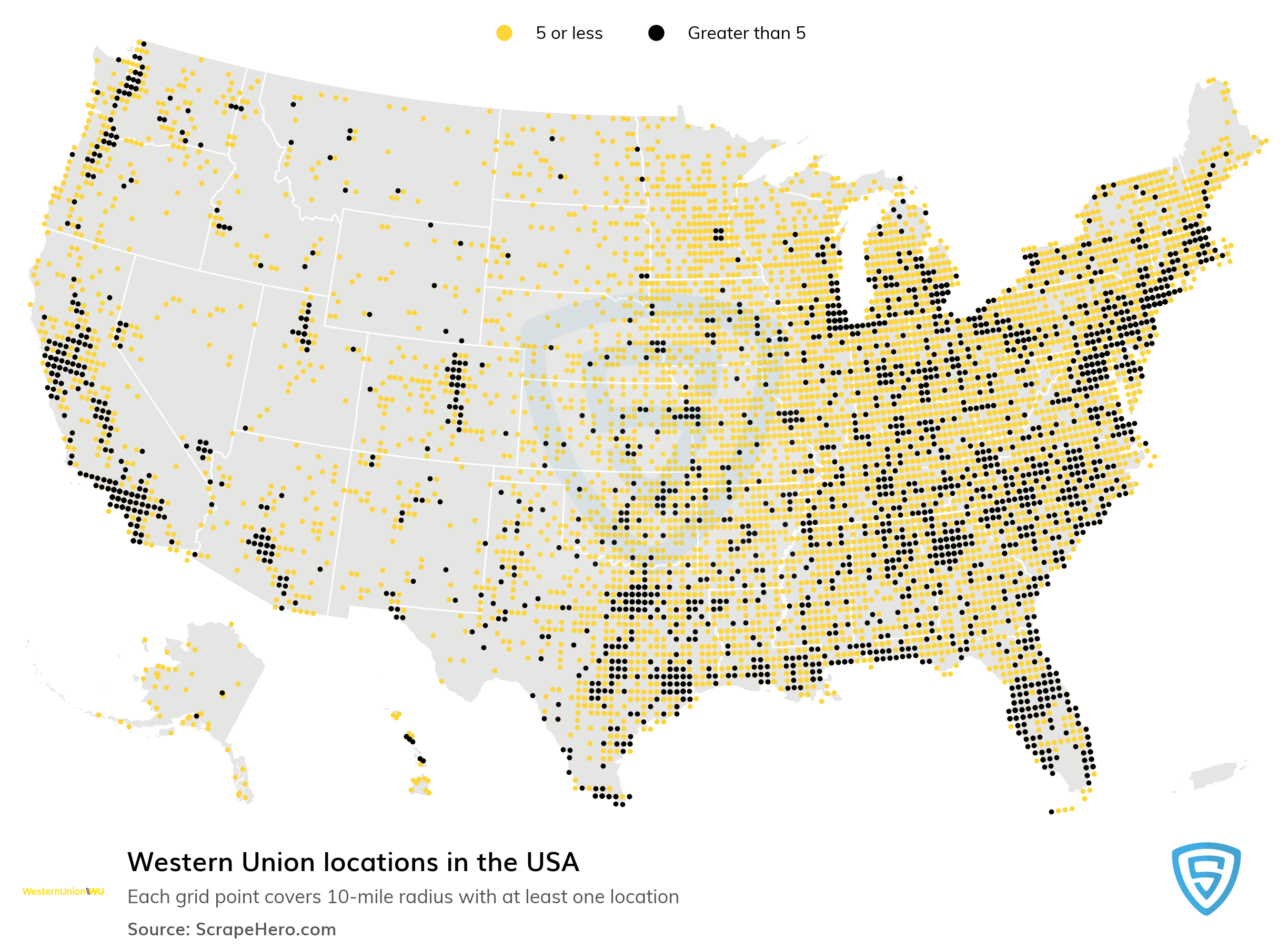 Map Of All 68,458 Western Union Locations In The US By State