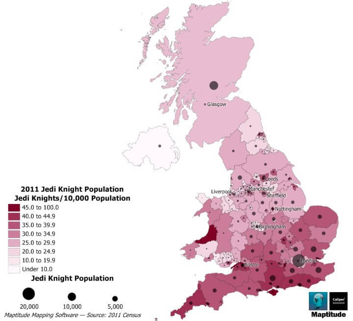 Jedi Knight Population Of The Uk Brilliant Maps