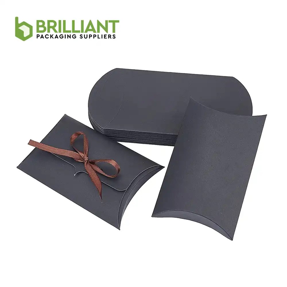 Customized Wholesale Black Pillow Boxes Brilliant Packaging