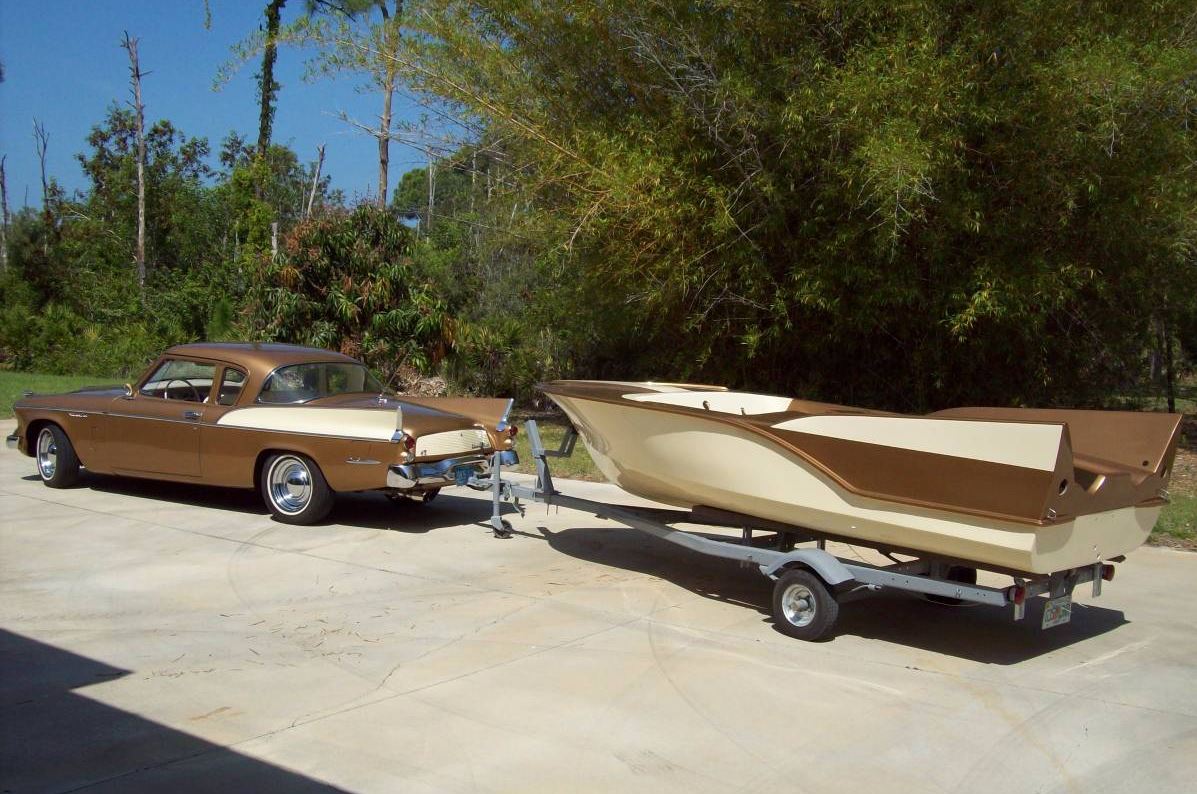 Finned 58’s Studebaker Silver Hawk & Lake n’ Sea Boat Bring a Trailer