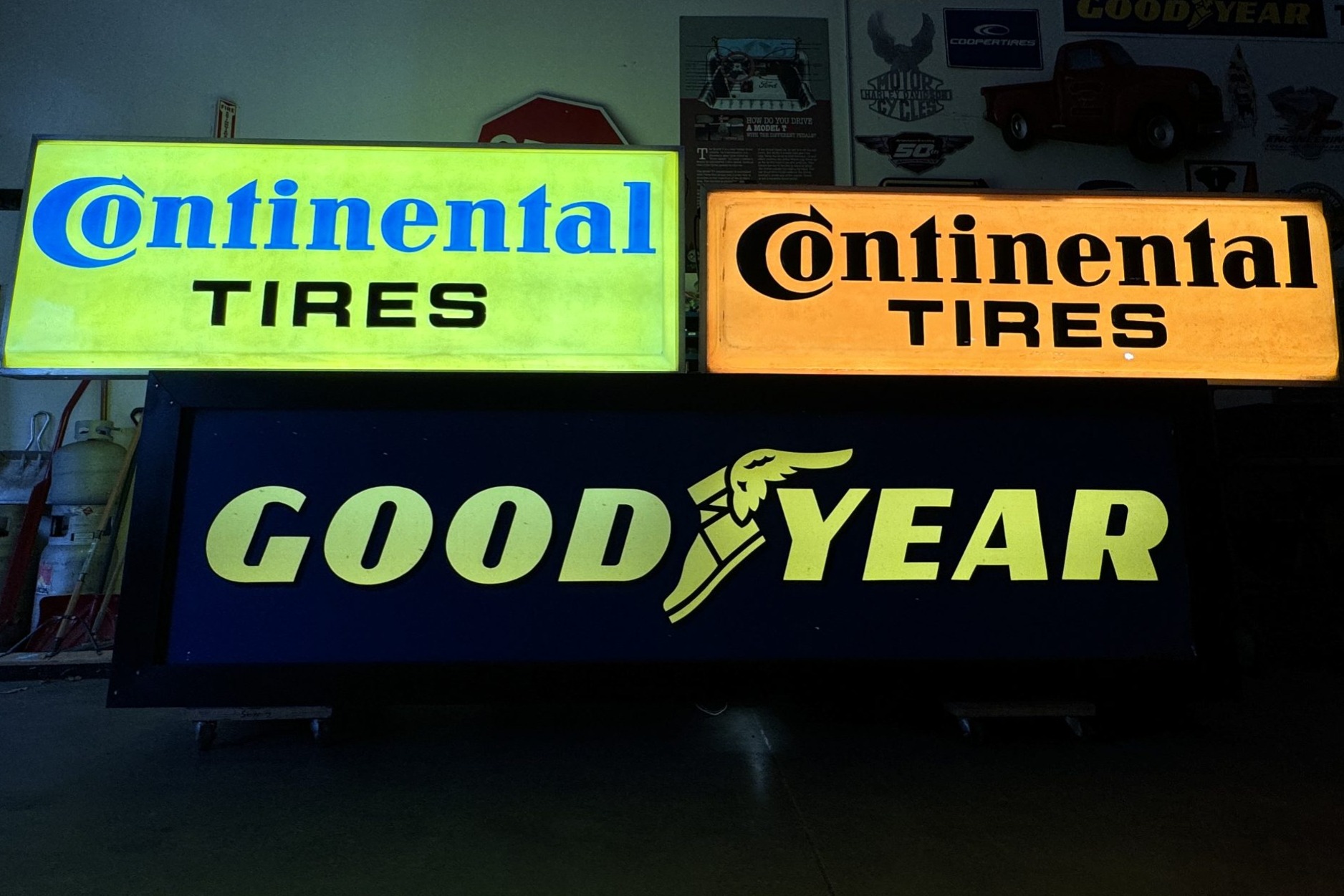No Reserve Illuminated Goodyear and Continental Tires Signs for sale