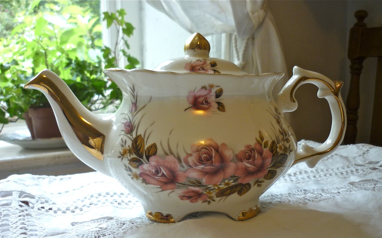 Bring Back Tea Time Vintage Roses and Gold Tea Pot