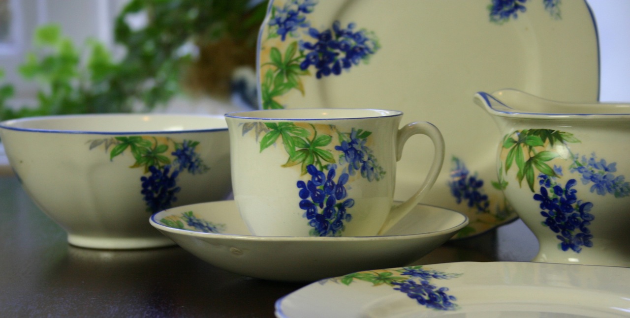 Bring Back Tea Time Blue Floral Tea Set for Two