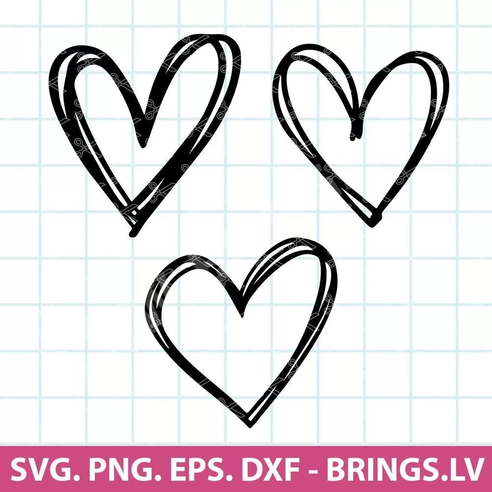 Heart Bundle svg, Sketch Heart svg, Cricut svg, Silhouette, Simple