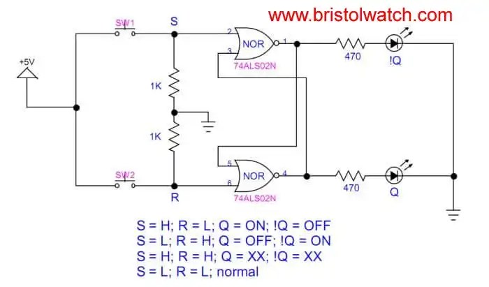 Tutorial NOR Gate SR Latch Circuit
