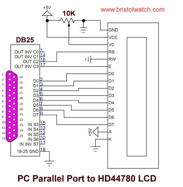 Build Serial HD44780 LCD Display Connect to Parallel Port
