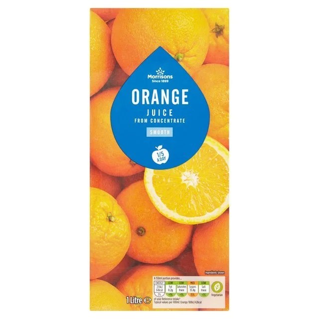 Morrisons Orange Juice From Concentrate Smooth 1L Britain Essentials