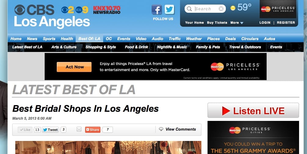 Best Bridal Shops In Los Angeles on CBS LA