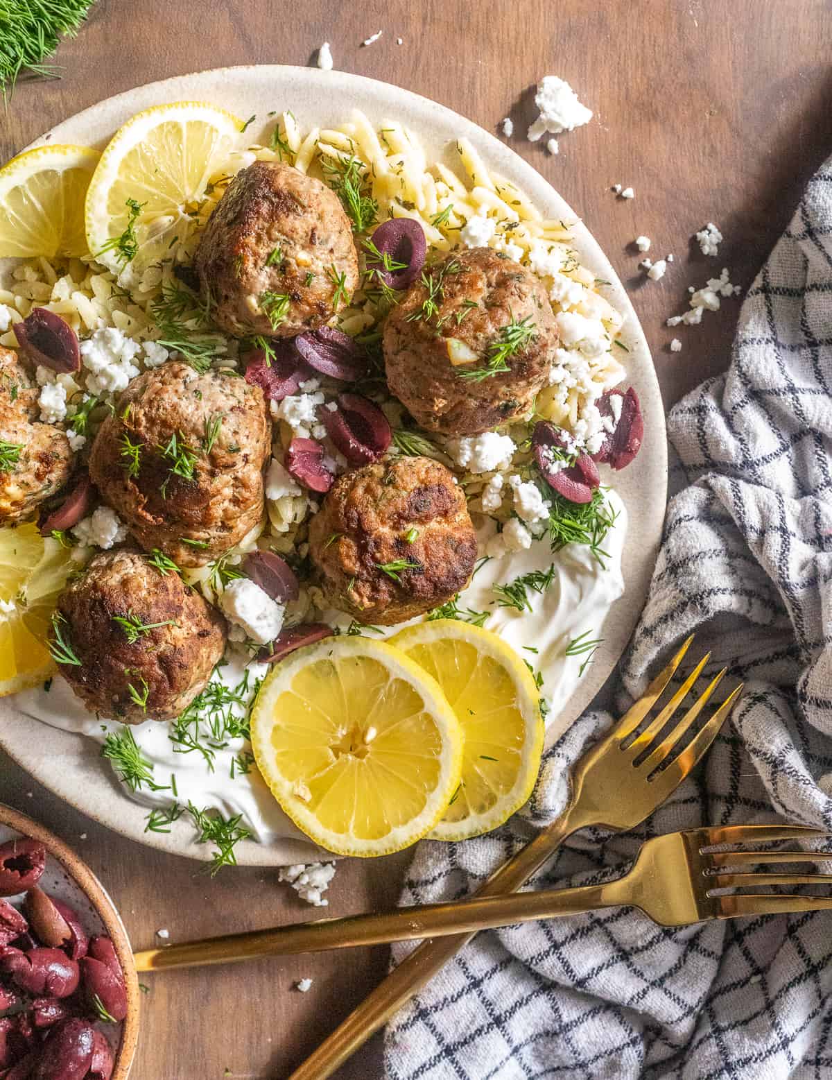 Greek Meatballs with Creamy Lemon Orzo Britney Breaks Bread