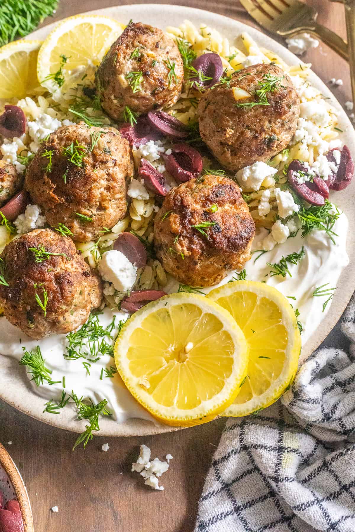 Greek Meatballs with Creamy Lemon Orzo Britney Breaks Bread