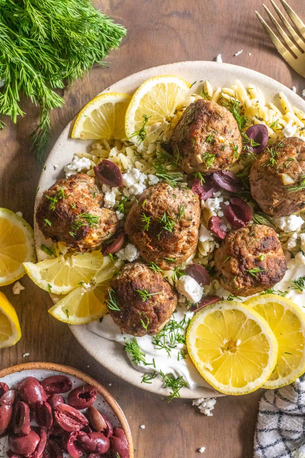 Greek Meatballs with Creamy Lemon Orzo Britney Breaks Bread