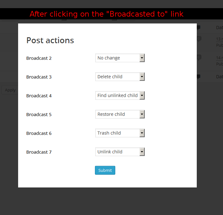 Post actions Broadcast
