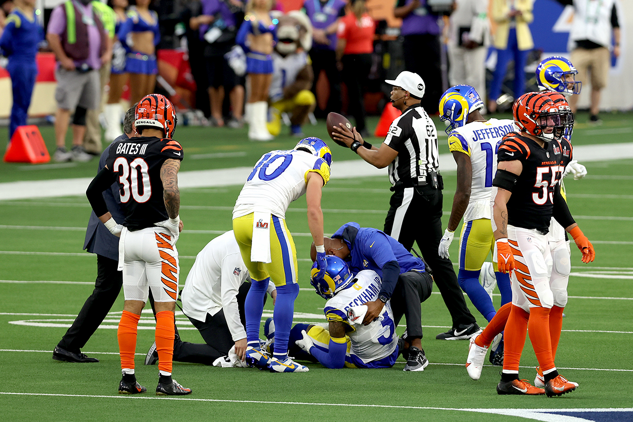 Odell Beckham Jr.'s Reaction To His SBLVI Knee Injury Is Emotional