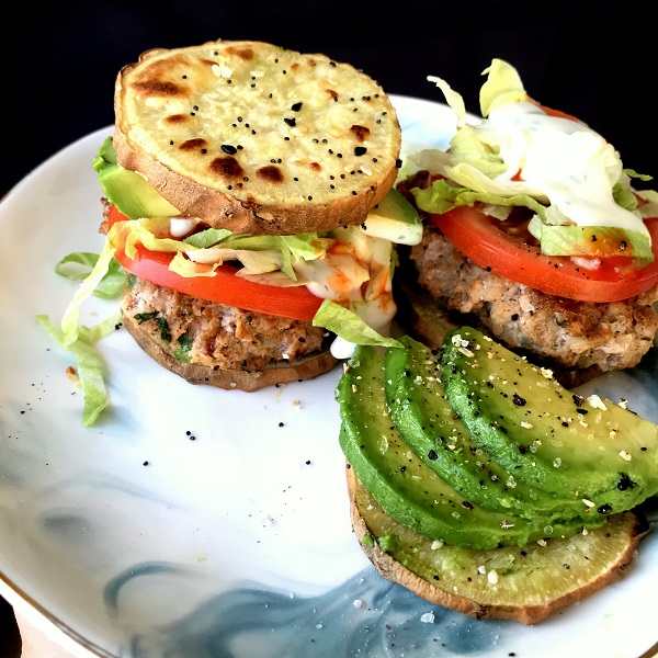 Jalapeño Turkey Burgers with Sweet Potato Buns Brocc Your Body