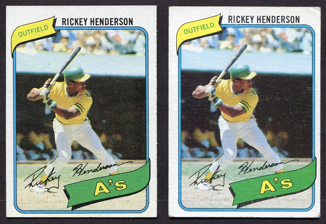 Lot Detail 1980 Topps 482 Rickey Henderson Rookie Card Pair of Raw Cards