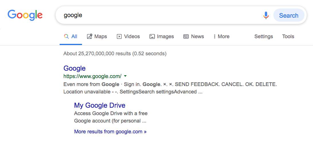 Google Desktop Search Bar Test with "Clear" Icon, Including a (Brief