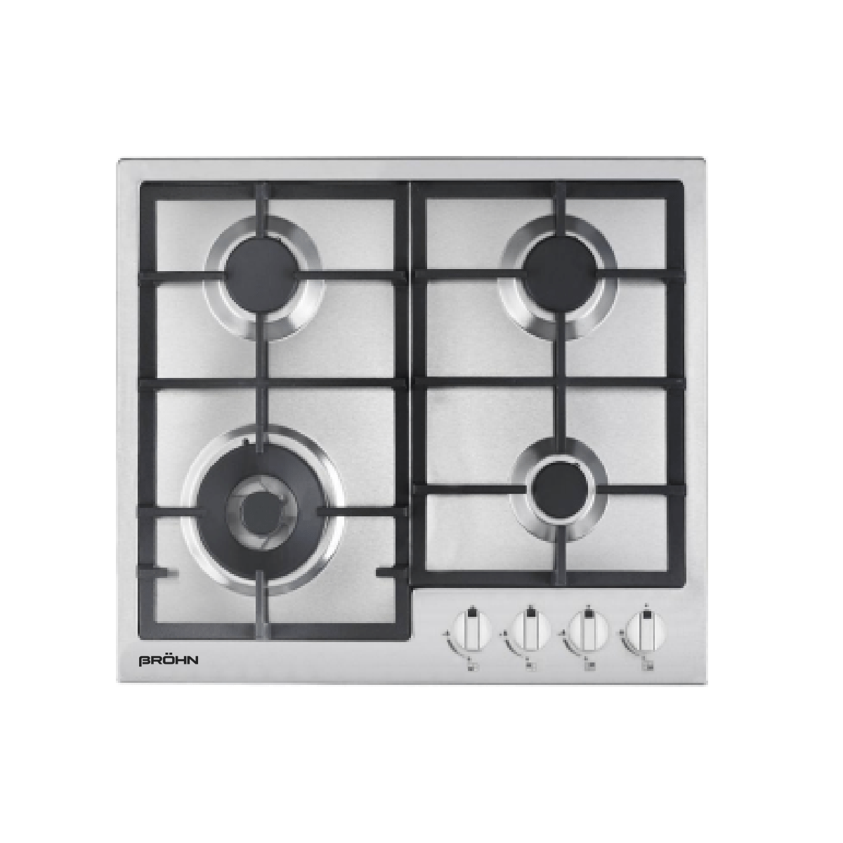 BRGC6001SS 60cm 4 Burner Gas Stainless Steel Cooktop BROHN Appliances