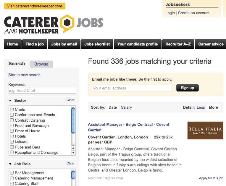 Caterer and Hotelkeeper Jobs Broke in London