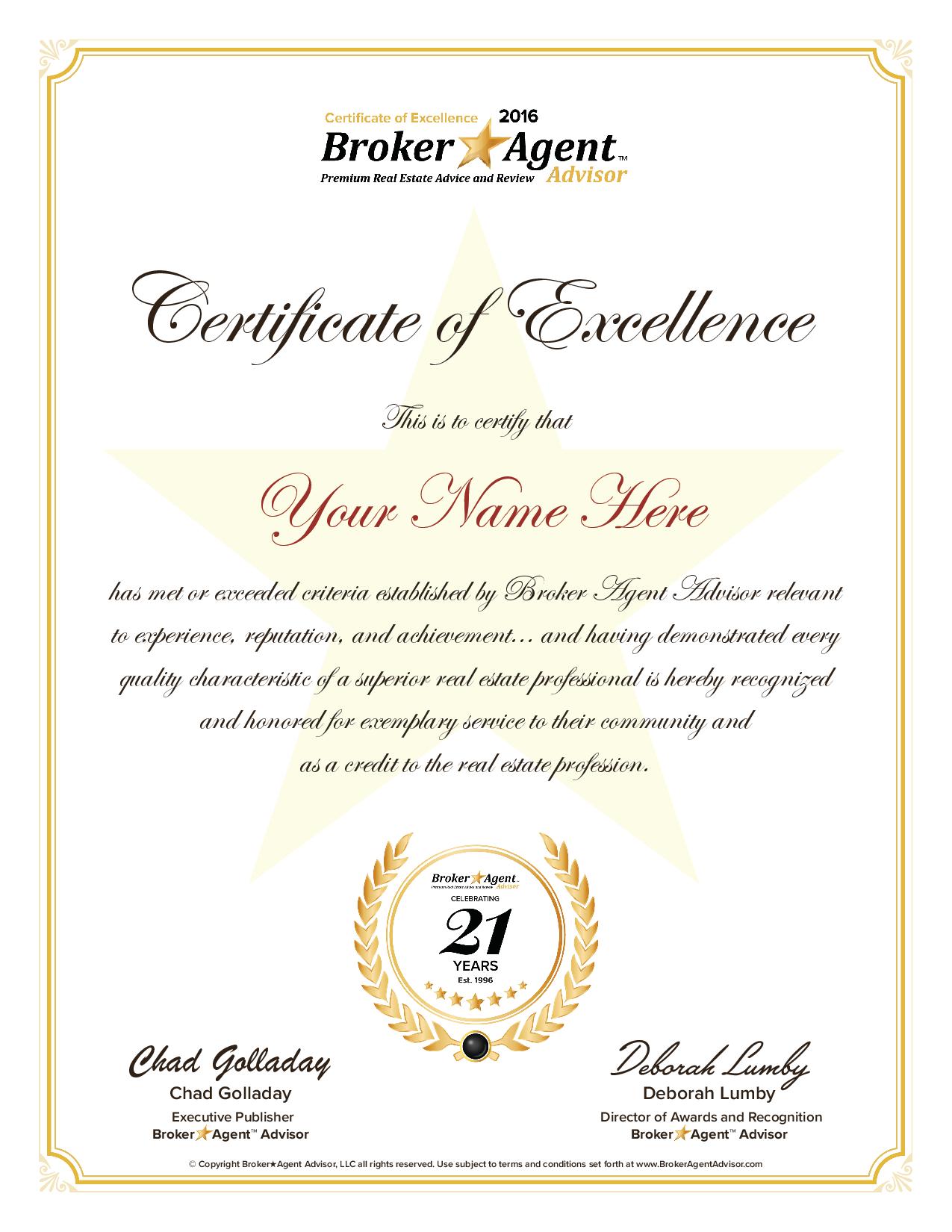Real Estate Awards Broker★Agent Advisor