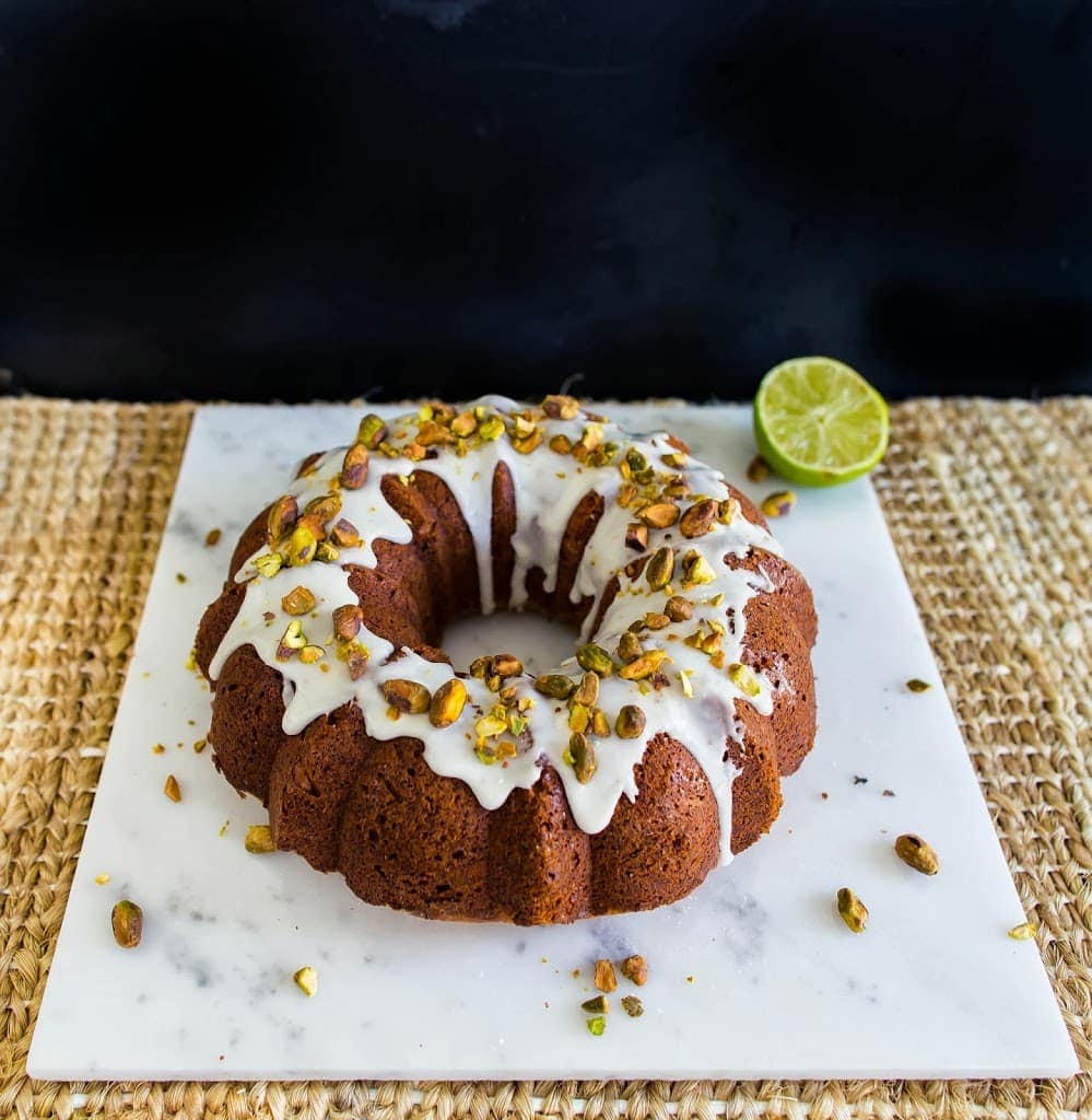 Pistachio, coconut, lime, and rosewater bundt cake Broma Bakery