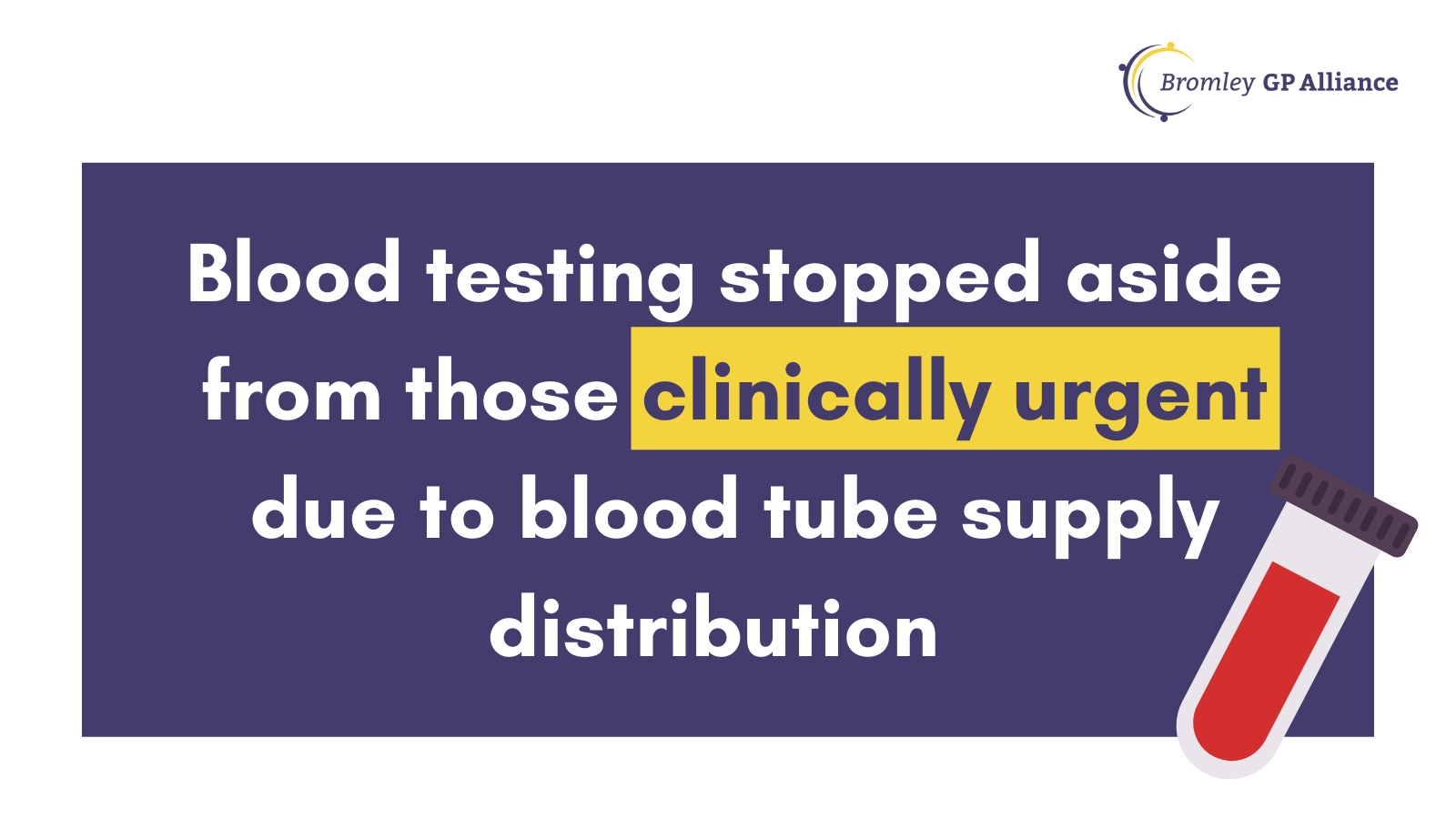 All routine blood testing stopped aside from clinically urgent due to